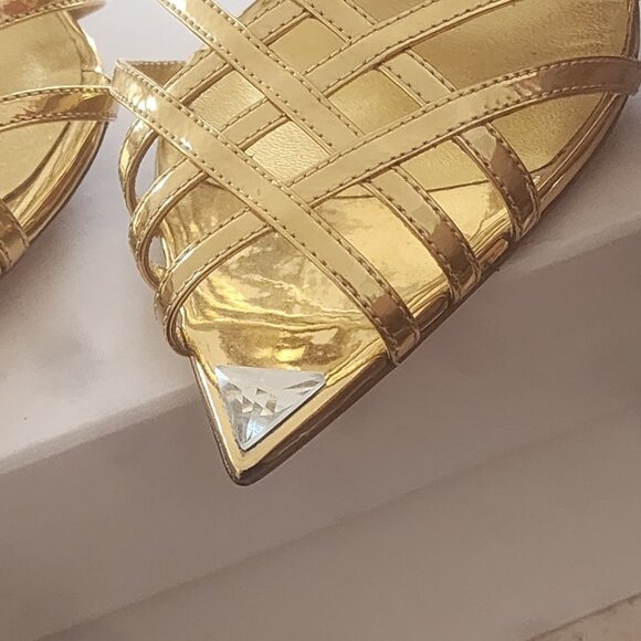 Nicolo Beretta gold patent leather sandals Sz 40